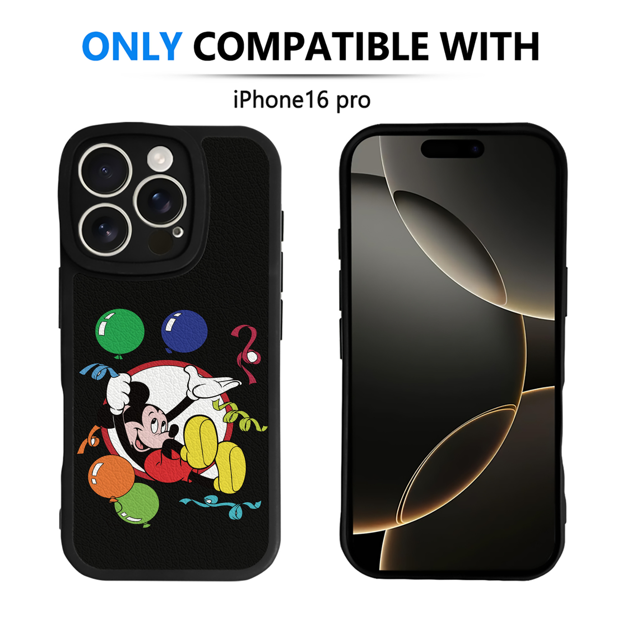 （画像用） ミッキーマウス Mickey Mouse 【iPhone 16シリーズ対応】シリコンスマホケース（レザー調） 材質：シリコン